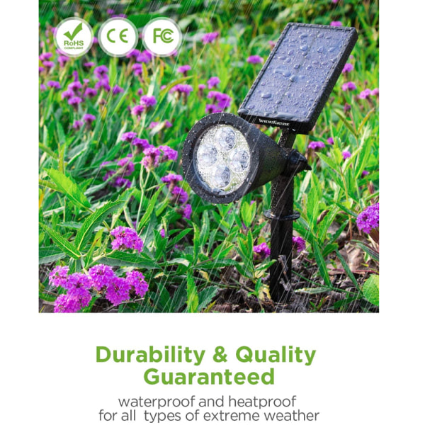 Solar Garden Landscape Spotlight, 4/7 LED Auto On/Off, For