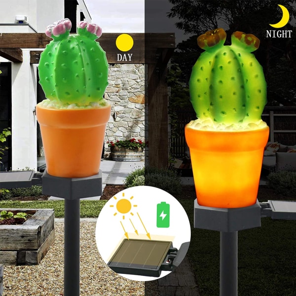 Puutarhan koristeelliset aurinkolamput – 2 kpl kaktus/ananas