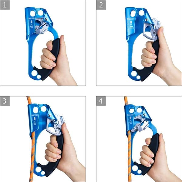 Klätterträd Arborist Utrustning Ergonomisk Bromsok Rak Hand Ascender för 8-13mm Rep