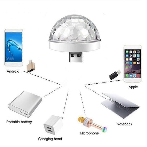Mini RGB Magic Ball Light USB LED-lampe Mobiltelefonprojektor Fest Diskokule Bil