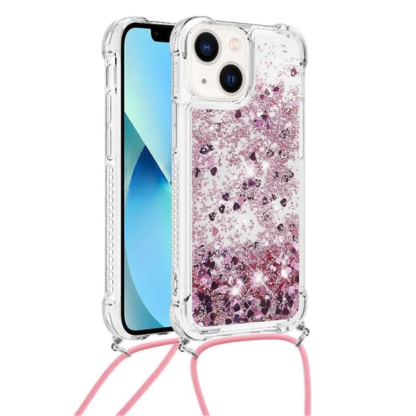 For iPhone 14 TPU-deksel med kvikksanddesign og snor