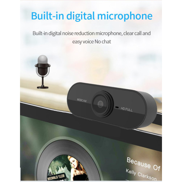 HD 1080P Webcam Mini Computer PC Webkamera med Mikrofon Rotat