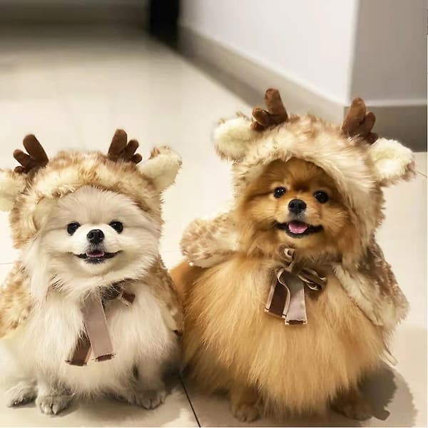 Vinter Söt Älgformad Kappa för Husdjur Bekväma Varma Hundkläder för Små Hundar och Katter A