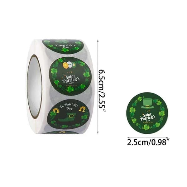 Saint Patrick Day Stickers 500st/rulle Kuvertförsegling Presentförpackningar Dekalmaterial för Festival Nyårs Presentförpackningar Inslagning (stil 1) A