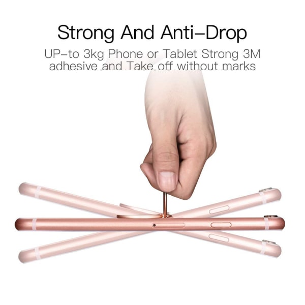 Ringhållare för telefon, Ultra Slim 360° Rotation Finger Grip Ring Hållare Kompatibel med Car Magnetic Mount för IPhone Samsung Galaxy (Rose Gold)