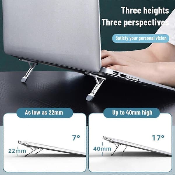 2 st hopfällbart laptopstativ i metall, halkfri basfäste för Macbook Pro Air