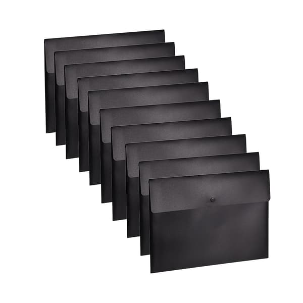 sourcing map pack med 10 lösbladiga filer A4 kuvertmapp med snäppfäste svart