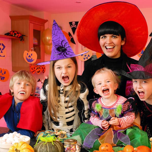 Halloween heksehatte nye kasketter til Halloween-kostume, sæt med 5 stk. assorterede farver A