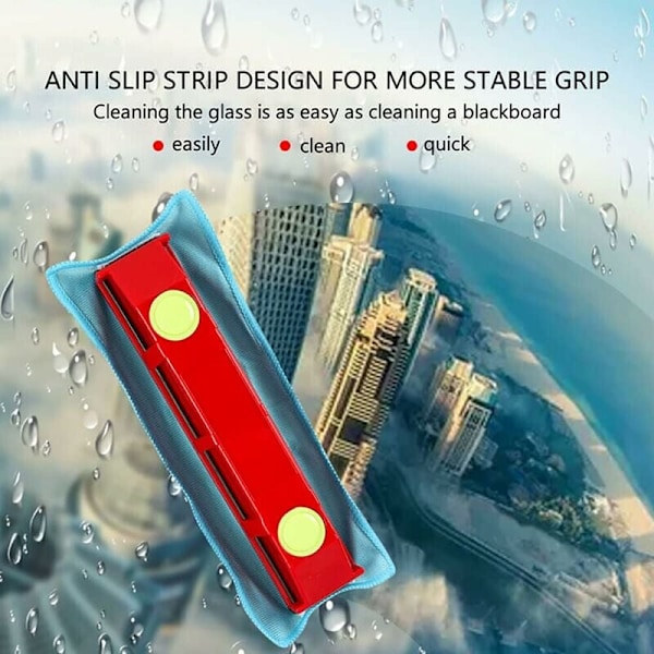 Rektangulär design ökar rengöringsytan, Premium Mikrofiberduk Dubbelsidig Magnetisk Fönsterputsare för Svåråtkomliga Fönster, Designad för