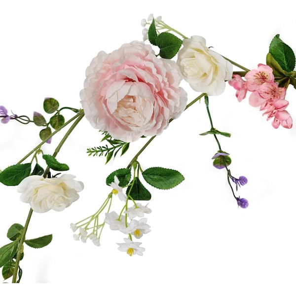 Kunstige blomstergirlander, 6 fot blomstergirlander med roser