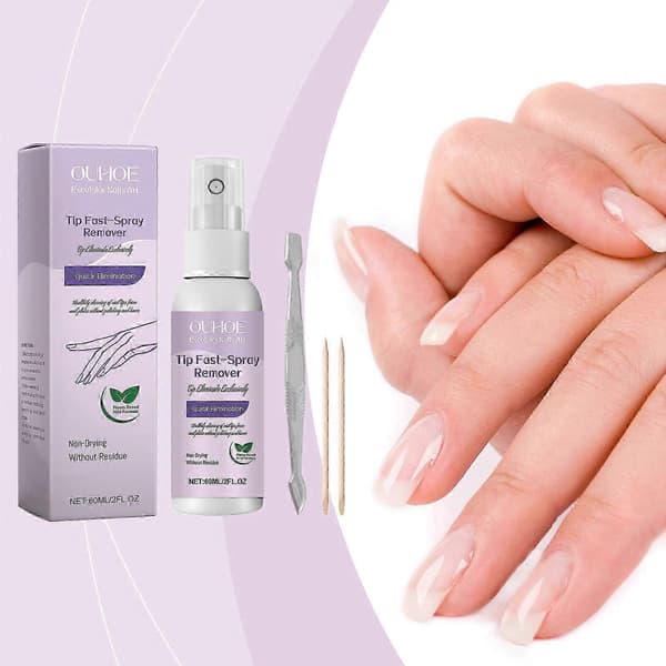Neglelimfjerner Spray til Press-on Negle, Hurtig Fjernelse, 60 ml Gel Neglelimsfjerner, Hurtig Sprayfjerner til Tipper A