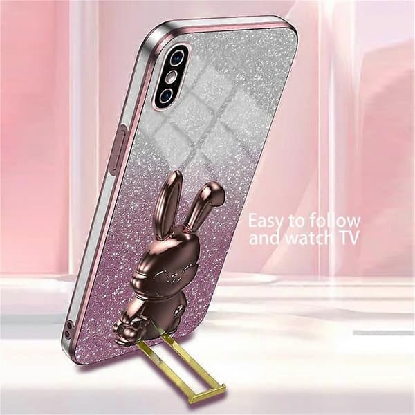 Kompatibel med iPhone XS Max utfällbart stöd telefonfodral fallskydd kaninfodral A