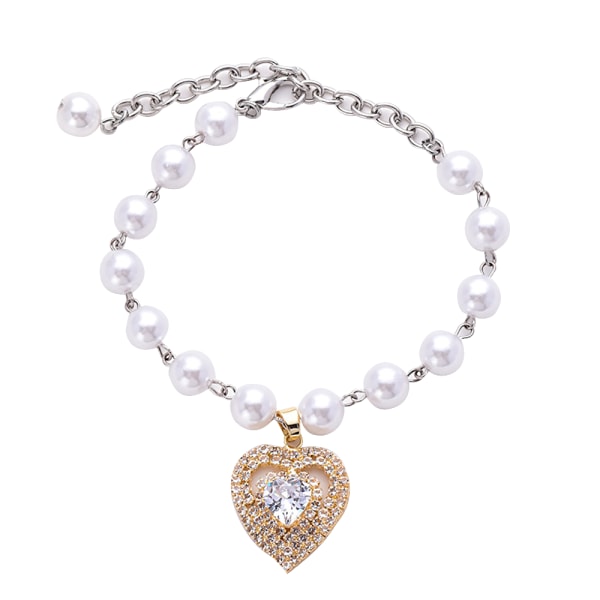 Crystal Heart Pet Cat Dog Halskjede smykker med Bling perler