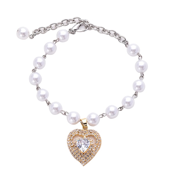 Crystal Heart Pet Cat Dog kaulakoru korut Bling Pearls