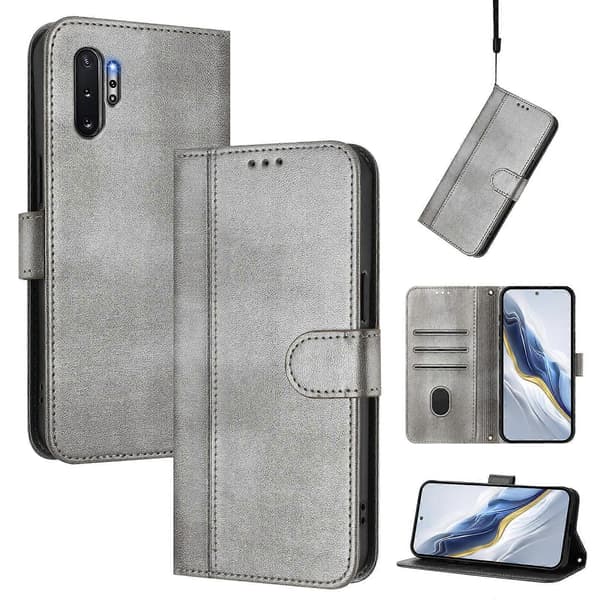 Linjespleisende spenne retro skinntelefondeksel (til Samsung Galaxy Note10+)
