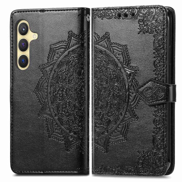 För Samsung Galaxy S25 Plånboksfodral Mandala Blomma Läder Telefonfodral Stativ