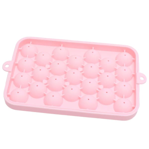 25-rutig isbitsform, enkel att släppa, silikonform för isbollar, mini rund isbollsform med lock, rosa A