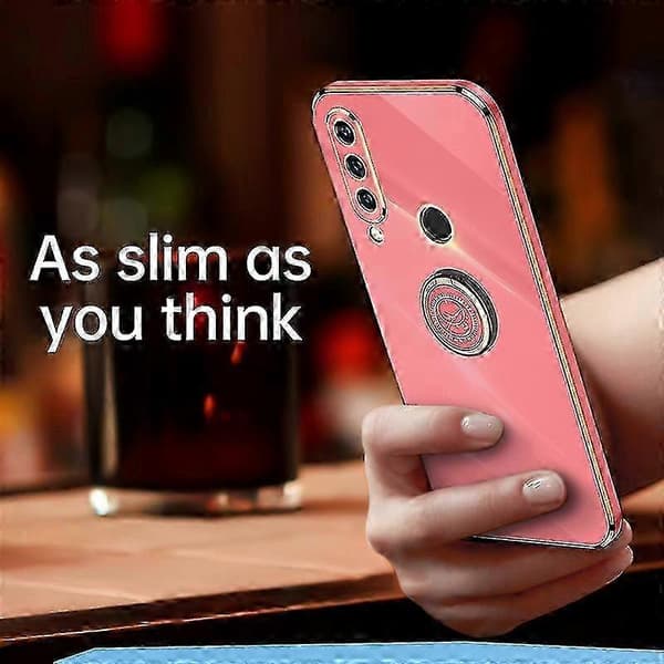 6D Plating TPU-etui med holder til Huawei P30 Lite-sort