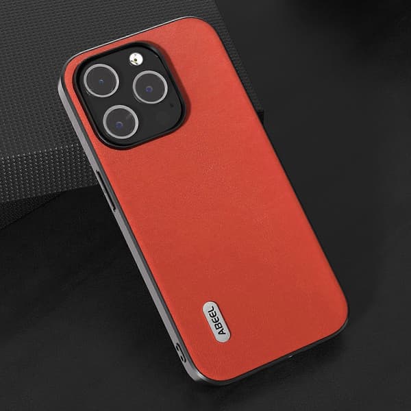 ABEEL För iPhone 15 Pro Anti-Scratch Telefonfodral Texturerat PU-läder+TPU Telefonfodral A