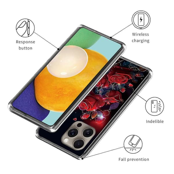 För iPhone 16 Pro Max Skal IMD Mönstertryck TPU Stötsäkert Telefonskydd