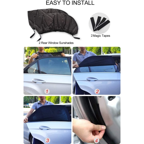 Universal solskydd för bilfönster, 2-pack solskydd för bakre sidorutor i bilen för baby familj husdjur, solskydd för bilfönster passar de flesta bilar/SUV:ar