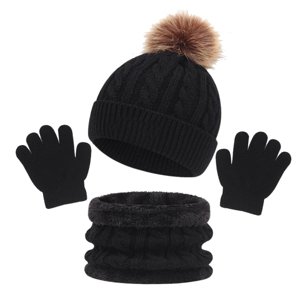 Lasten hattuhuivi hanskat kolme kappaletta, syksy ja talvi baby