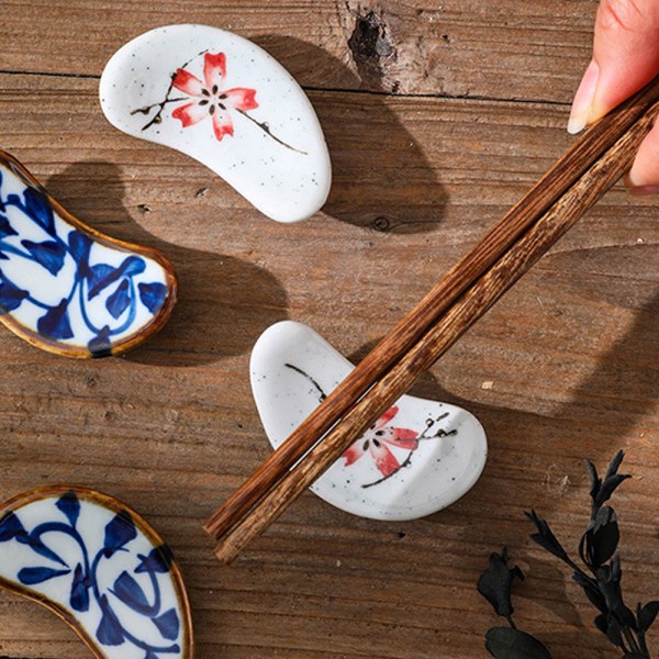 Japansk stil 3-delad keramiska ätpinnar vilar servis