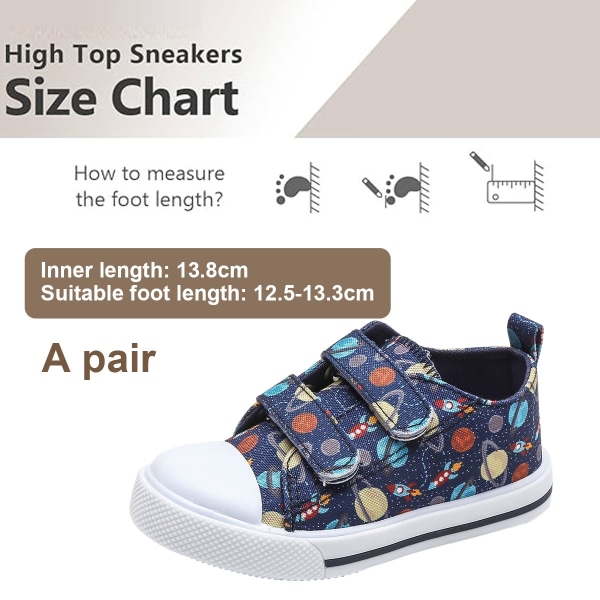 Toddler Sneakers for Boys and Girls Cartoon Dual Hook and Loops Sneakers Baby Canvas Shoes