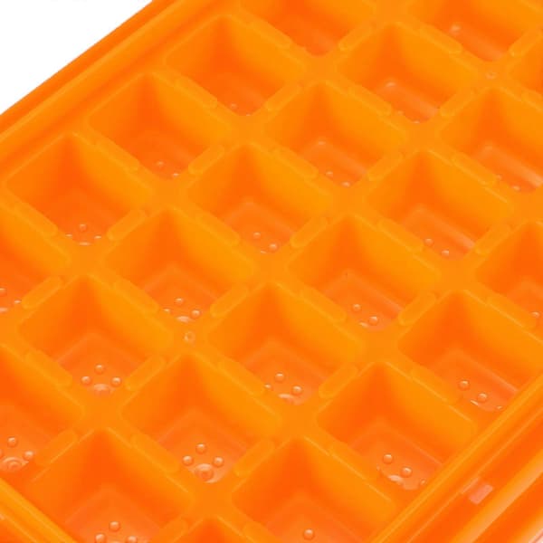 Mini isbakke isterningebakker med låg til fryser 2 stk. orange stabelbart design A