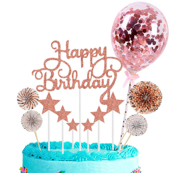 Gratulerer med dagen Cake Toppers, Stars Cake Toppers Confetti