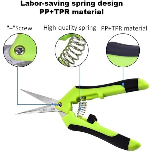 Raka Spetsar Rostfria Blad, Sax för Knopptrimning Trädgårdsverktyg, Ergonomisk Design Grepp för Bekväm Hantering, Säkerhetslås för Blad