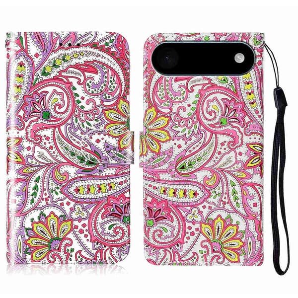 Til iPhone 17 Air etui mønster læderpung telefoncover med rem A