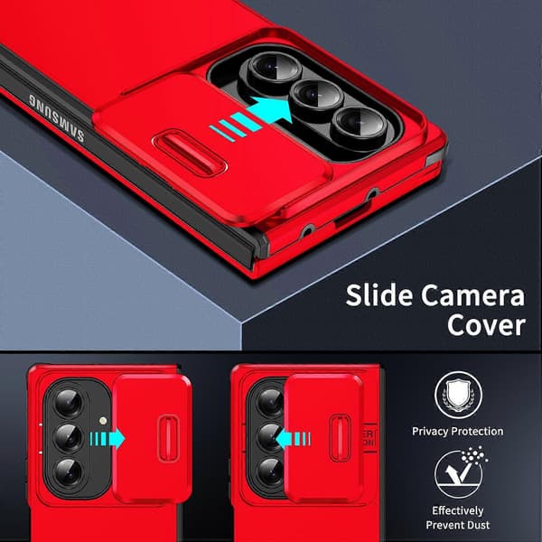 Skydende Camshield TPU + PC Telefoncover Rød Til Samsung Galaxy Z Fold7