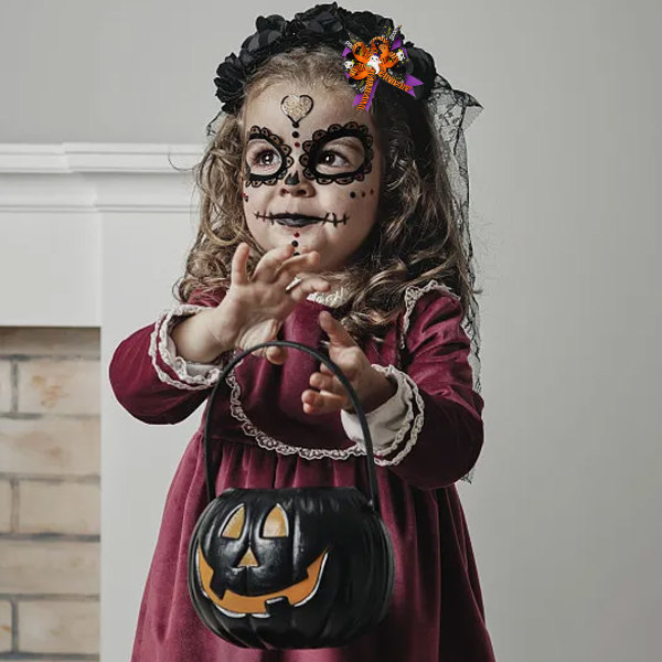 Babypige nyhed 3 lags båndsløjfe Barrettes Halloween sløjfe Ha