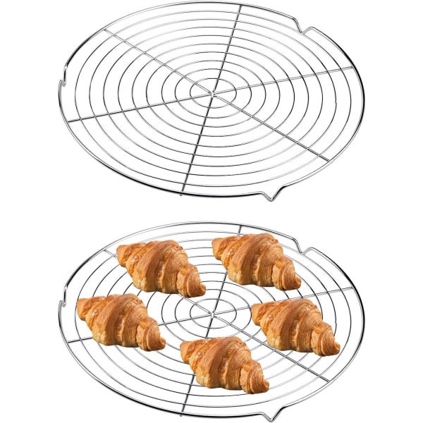 2 stk runde kakehyller, rustfritt stål runde kjølehylle for