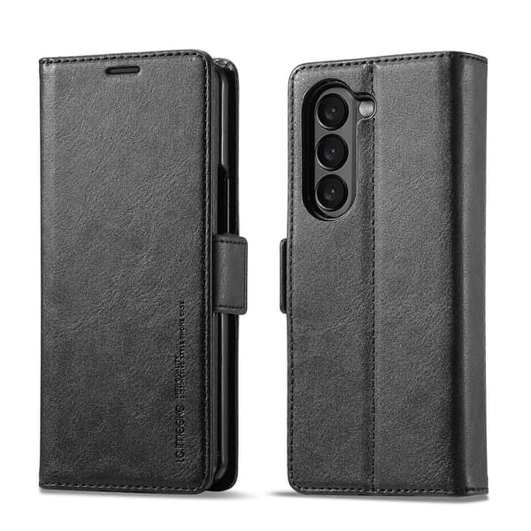 LC.IMEEKE RFID Tyverisikret Læder Telefoncover Sort Til Samsung Galaxy Z Fold5