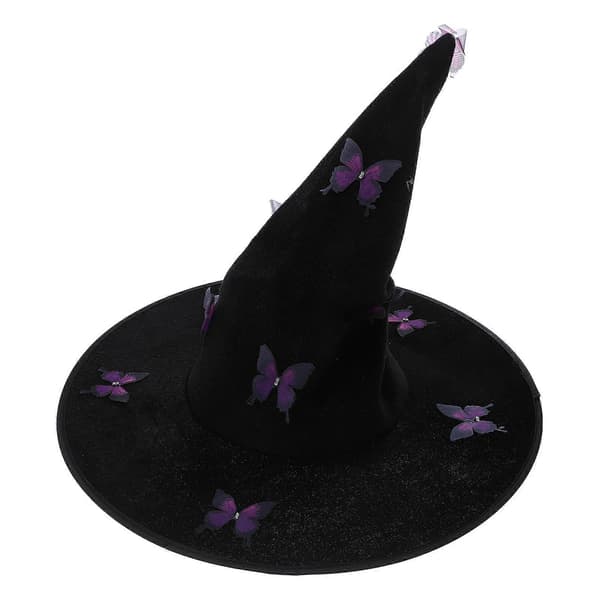 Halloween Troldmandshatte Sommerfugleheks Hat til Kostumetilbehør A