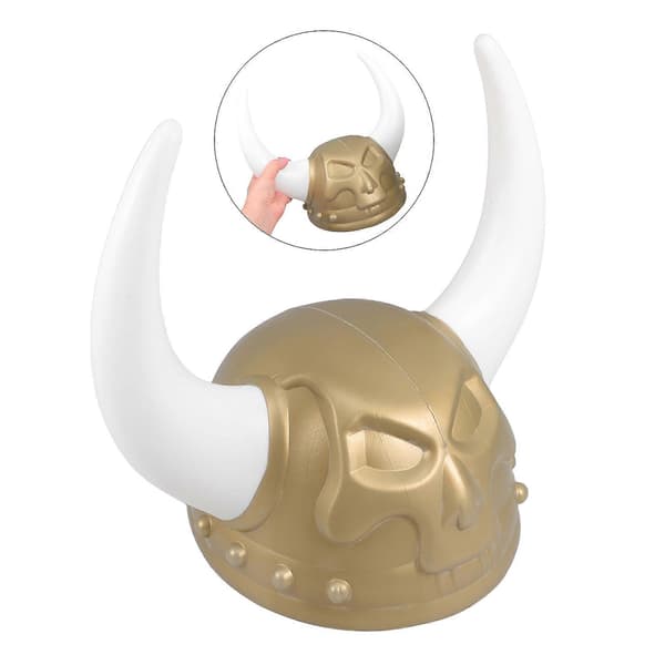 Viking Horned Plastic Hat til voksen Halloween-kostume A
