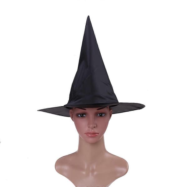 Festrekvisitter Spids Heksehat til Halloween Brug 3 Stk Sorte Halloweenhatte A