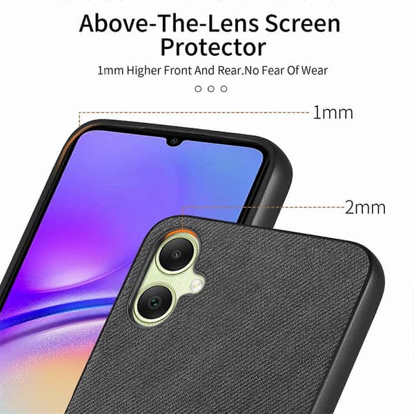 Telefonfodral i twilltyg med läderbaksida för Samsung Galaxy A05