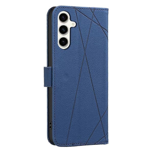 Geometriskt mönster RFID Läder Telefonfodral (Blå, För Samsung Galaxy S23 FE 5G)