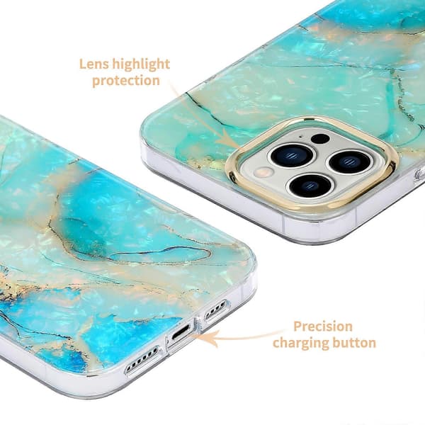 For iPhone 13 Pro Max galvanisering skall tekstur marmor telefonveske A