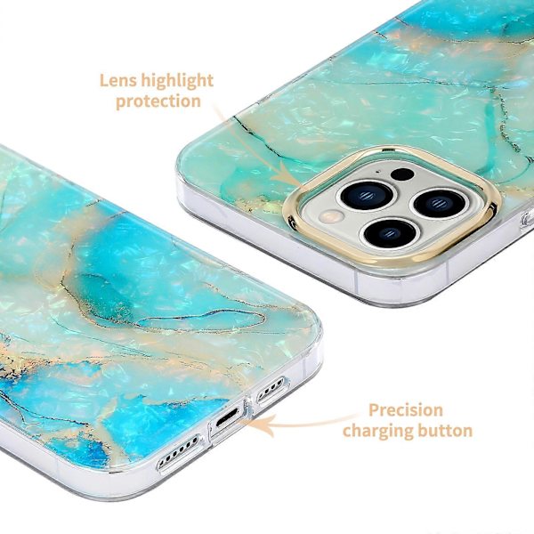 Til iPhone 13 Pro Max Galvanisering Skal Tekstur Marmor Telefoncover A