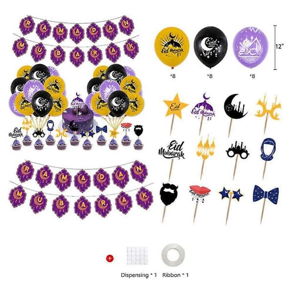 40PC/sæt Eid Mubarak Ballon Ramadan Indretning Islamisk Muslimsk Konfetti Kage Topper Eid