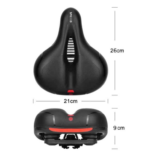 SPGOOD sykkelsadel for dame, herre, barn, komfortabel sykkelsadel, med deksel og monteringsverktøy, rask å montere, med rød advarsel