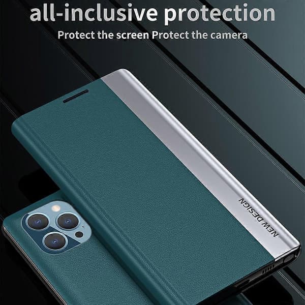 Til iPhone 16 Pro etui Anti-drop læder telefoncover med stander