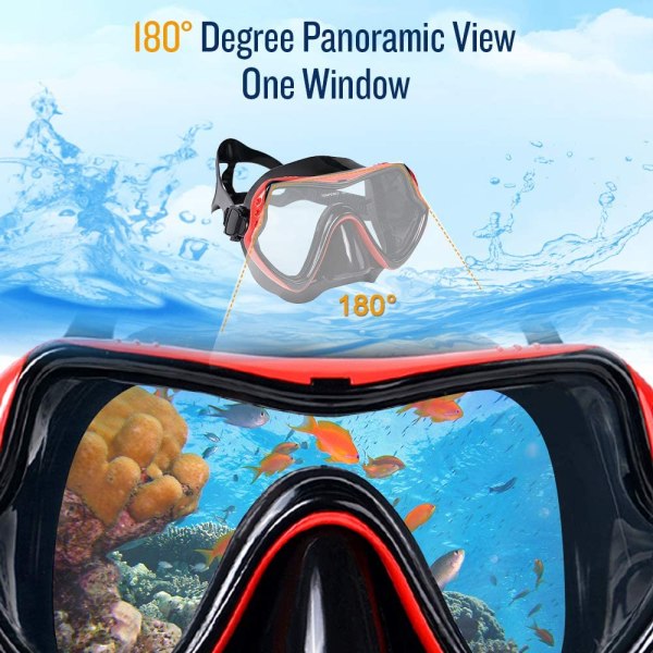 Scuba snorklesett, panoramautsikt anti-tåke dykkermaske,