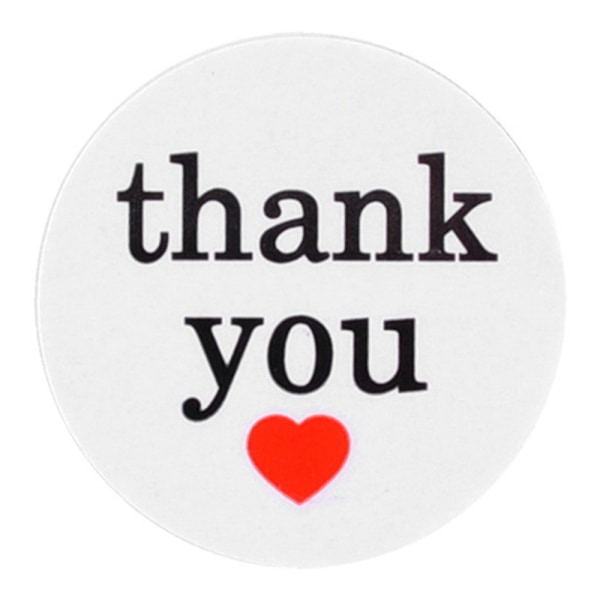 Thank You Stickers, 30 ark Heart Shape Round Labels Sticker