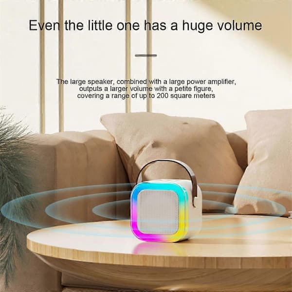 Mini-karaokelaite lapsille 2 mikrofonilla, kannettava Bluetooth-kaiutin LED-valolla