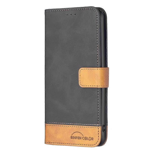 Til Xiaomi Redmi Note 11 Global BF11 Farvematchende Lædertelefoncover Sort